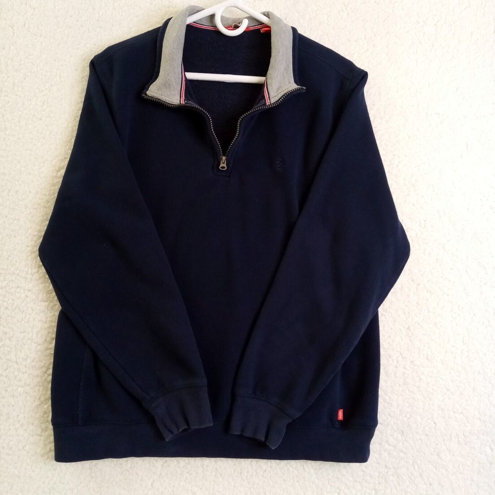 IZOD Fleece 1/4 Zip Men's Pullover Blue Cotton/Poly